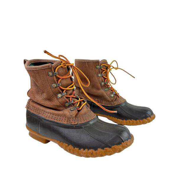 Vintage LL BEAN 'BEAN BOOTS' Leather Duck 5 eye Mid Rain Sz 7 USA MADE - Picture 1 of 8